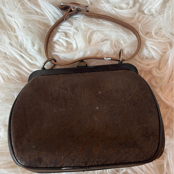 Dofan Vintage France Brown Leather Frame Handbag - Picture 4 of 10